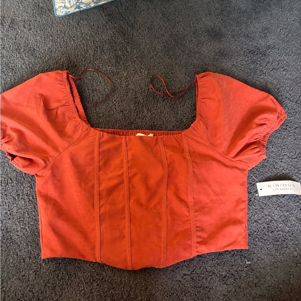 Women's rust colored Puff Sleeve Top